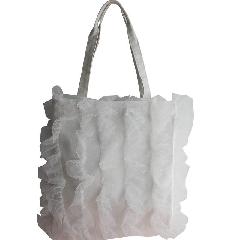 Fil de coton blanc toile unique épaule fourre-tout sacs à main avec fantaisie de style pour les filles