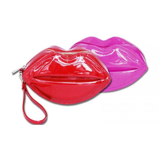 Vente en gros Cadeau en forme de lèvre en faux cuir OEM Lady sac de rouge à lèvres cosmétique design mallettes de maquillage organisateur cosmétique stockage de maquillage