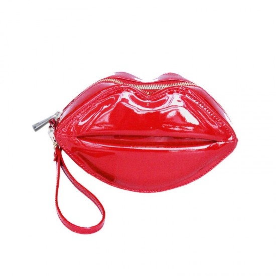 En gros Cadeau en forme de lèvre en simili cuir OEM Dame sac cosmétique design maquillage cosmétique organisateur de stockage de maquillage
